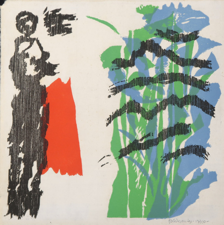 Jef Diederen: Houtsnede, Zonder titel verkocht voor € 40!