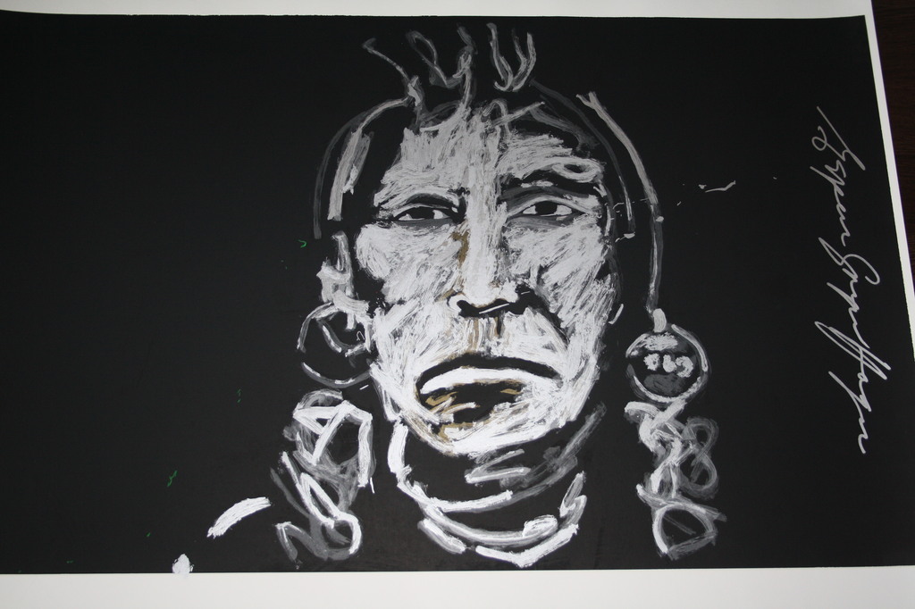 Espen Greger Hagen, zeefdruk, Titel Indian Chief Black verkocht voor € 60!