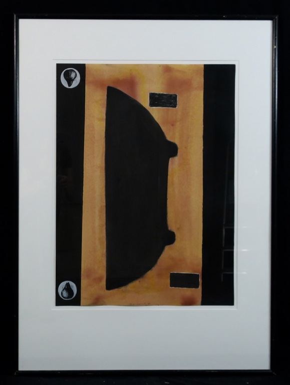 Michel Hoogervorst: Tekening en aquarel, Zonder titel - Ingelijst (groot) verkocht voor € 101!