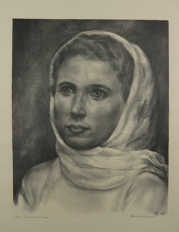 Aart van Dobbenburg: Lithografie, 6e Portret van Cosja. verkocht voor € 50!