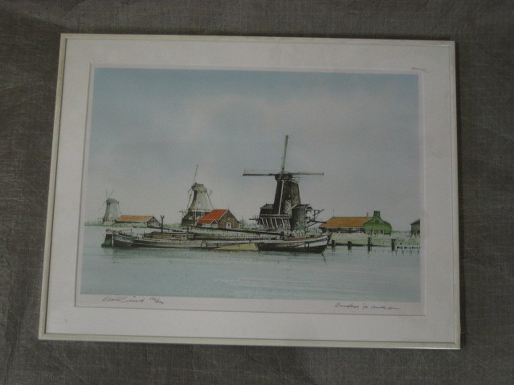 Ciano Siewert (1942-) litho "vrachtschip bij Zaandam" gesigneerd   kopen? Bied vanaf 1!