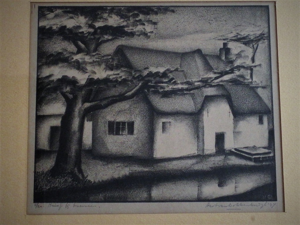 Vroeg A van Dobbenburgh Post Impressionistisch 1927 Litho "huisje Overveen" ges. verkocht voor € 60!