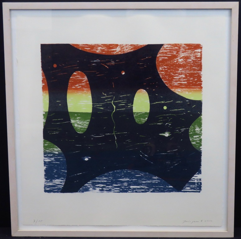 Joris Geurts: Houtsnede, Zonder titel (zwart) -Ingelijst kopen? Bied vanaf 35!