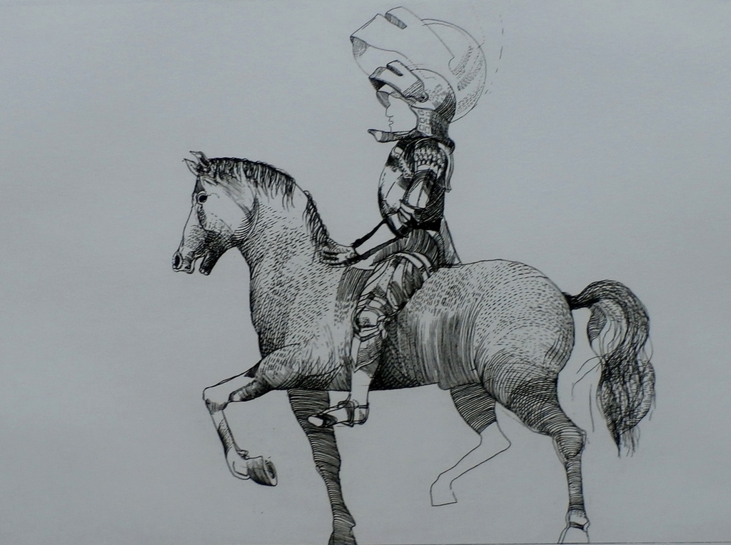 Aat Verhoog - Ets: Ridder op paard - gesigneerd verkocht voor € 50!