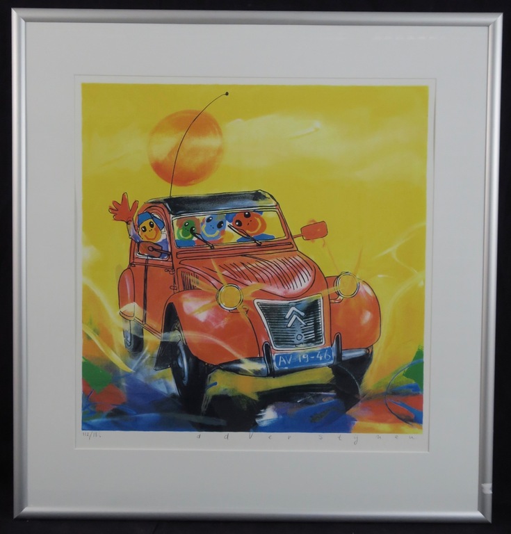 Ad Verstijnen: Zeefdruk, Eend - Ingelijst verkocht voor € 141!