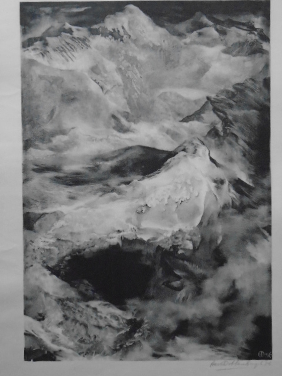 Aart van Dobbenburgh - litho - Berglandschap verkocht voor € 40!