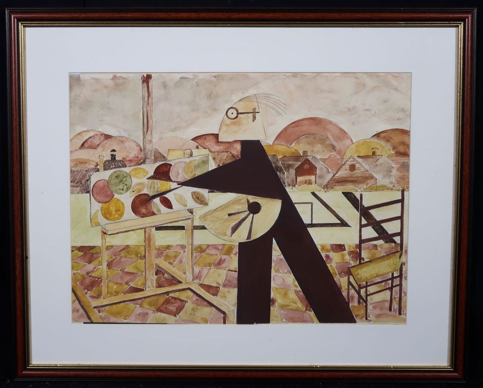 Herman Lievers: Krijt en Aquarel, Zelfportret - Ingelijst kopen? Bied vanaf 1!