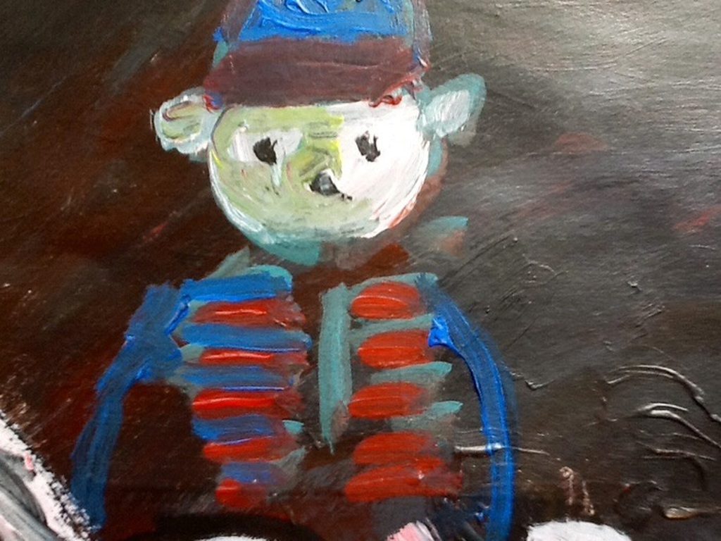 Ruven Levav ,Teddybeer op paard, grote gouache kopen? Bied vanaf 45!