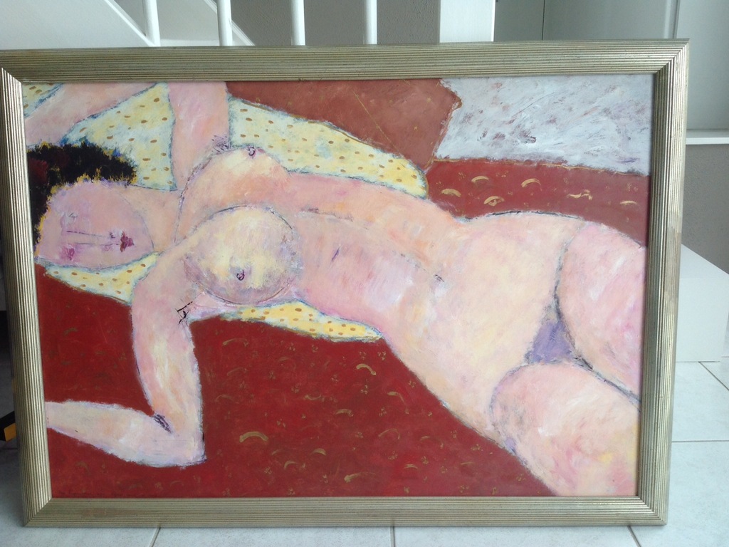 Lita van Engelenhoven: groot schilderij : liggend naak op kussen 1991 kopen? Bied vanaf 99!