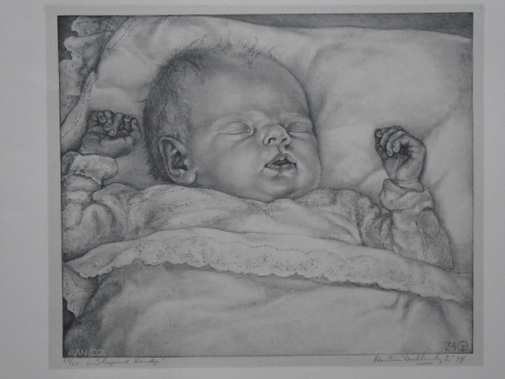 Aart van Dobbenburgh - litho - Slapend kindje  kopen? Bied vanaf 25!