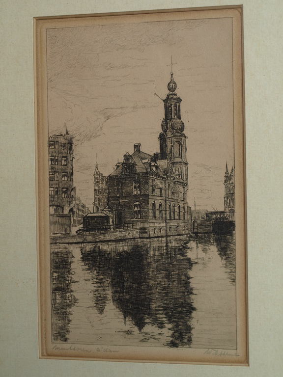 W. OTTEMA – Ets – Munttoren Amsterdam – Gesigneerd en ingelijst  kopen? Bied vanaf 1!