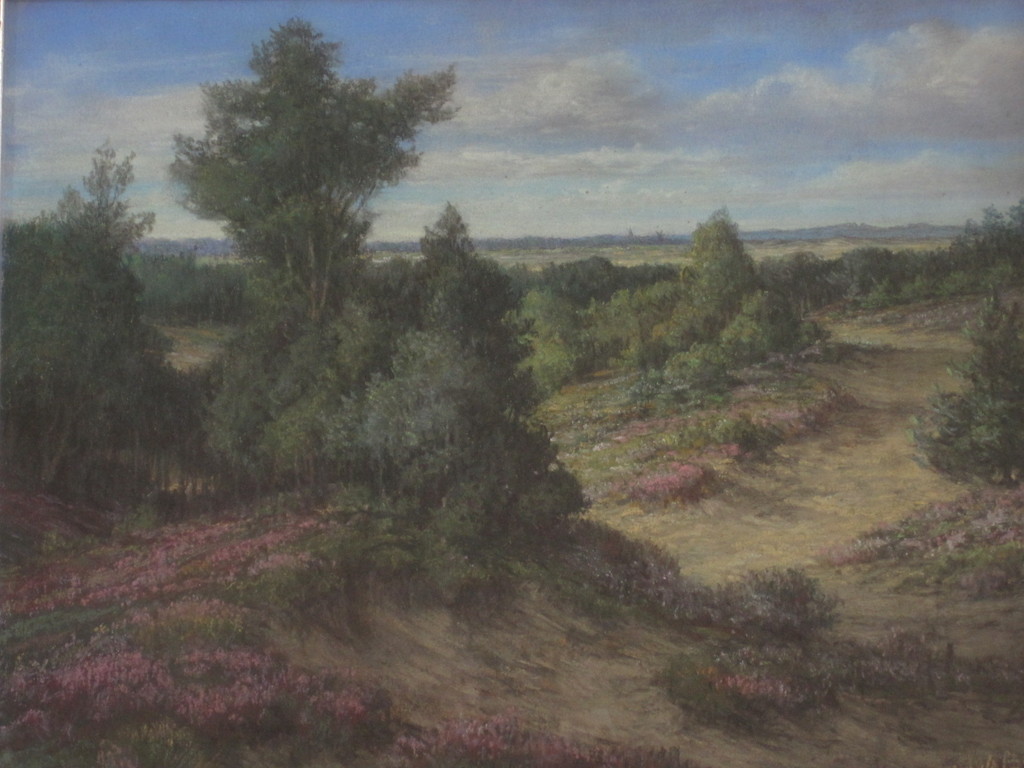 Jan de Boer 1877-1946 pastel "Vossenzand Kootwijk Veluwe" landschap 1931 verkocht voor € 65!