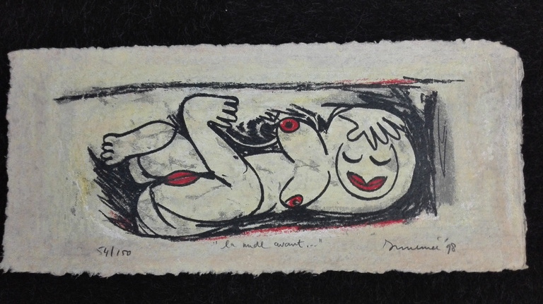 Hans Innemee, zeefdruk op handgeschept papier, Titel: La nude avant verkocht voor € 55!
