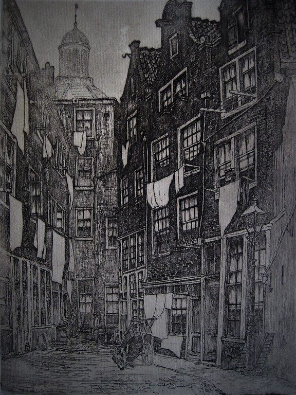 Sfeervolle gesigneerde ets "Amsterdam de Bijlsteeg" van Marius Janssen 1887-1957 kopen? Bied vanaf 1!