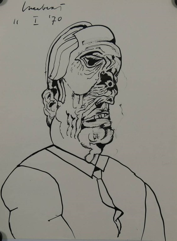 Lucebert: Pentekening, Kop van een man verkocht voor € 300!