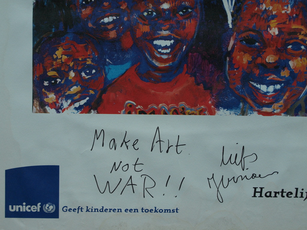 Jurriaan van Hall : affiche Unicef – Make Art not War!! – gesigneerd – 2003 kopen? Bied vanaf 1!