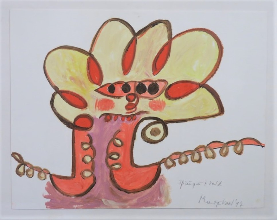Meertje Kaal: Acryl op papier, Spring in 't veld - Ingelijst kopen? Bied vanaf 1!