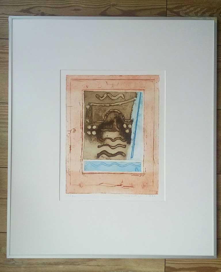 Jan Montyn: kleurets/aquatint, Source du Mekong, Tibet - ingelijst kopen? Bied vanaf 160!