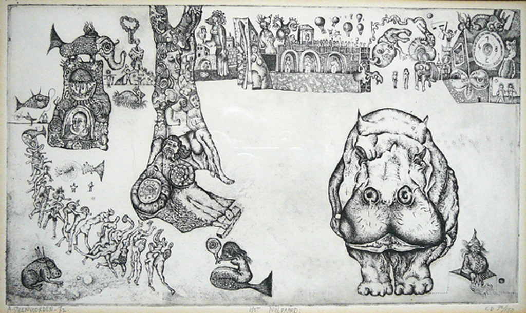 Ab Steenvoorden: 'Het Nijlpaard' -ets 1972- kopen? Bied vanaf 35!