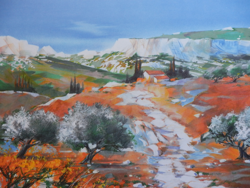 ELLA FORT  Grote Zeefdruk(56x38cm)  LANGUEDOC  Handgesigneerd kopen? Bied vanaf 1!