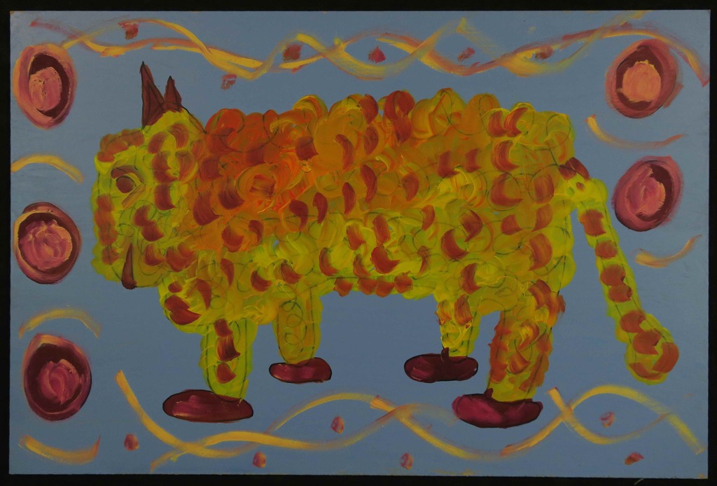 Lot met 5 werken van Meertje Kaal: Acryl op mdf, Dieren kopen? Bied vanaf 1!