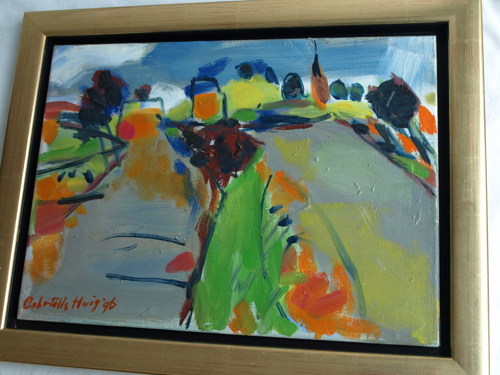 Gabriëlle Huig : Olieverf op doek , Landschap – gesigneerd & ingelijst –1996 kopen? Bied vanaf 1!
