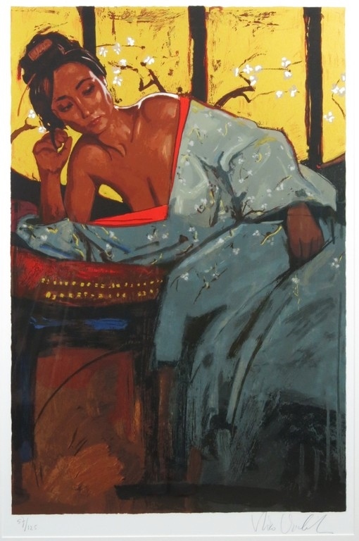 Nico Vrielink, ingelijste zeefdruk 'Jeane I'. verkocht voor € 175!