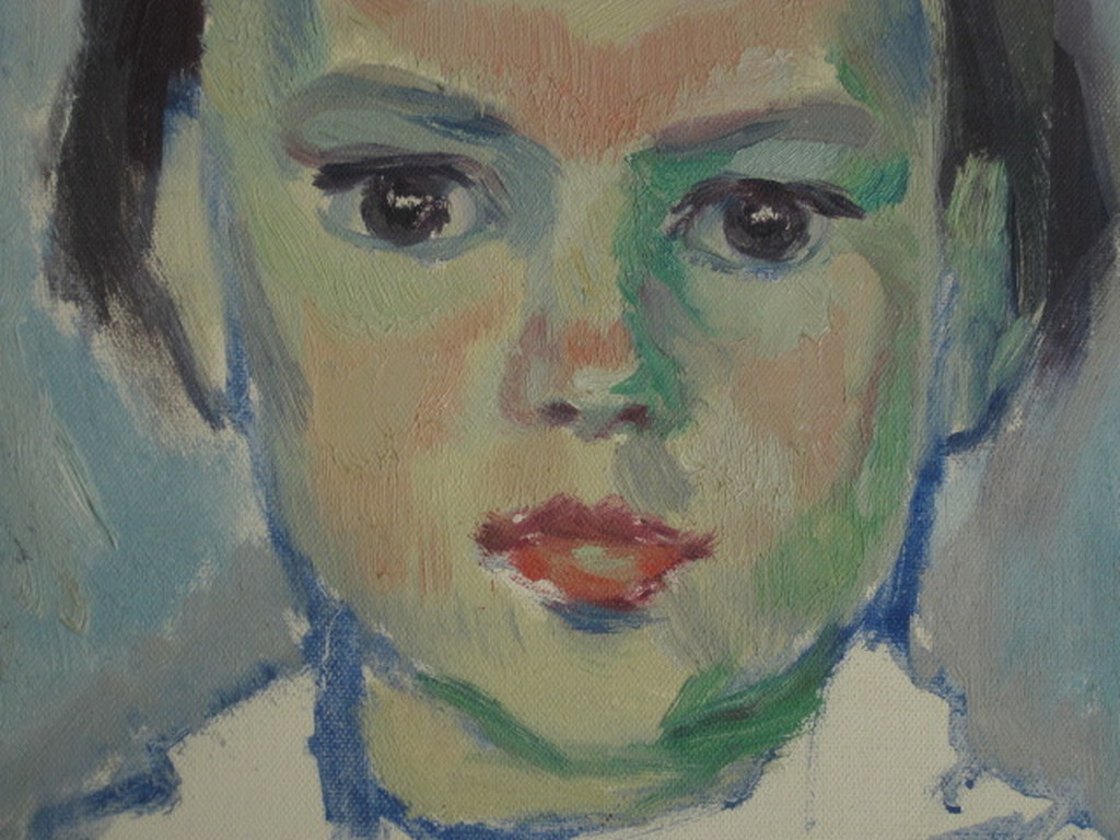 To Vreede 1916-1995 "portret van jong meisje" olieverf ca 1950 gesigneerd  verkocht voor € 65!
