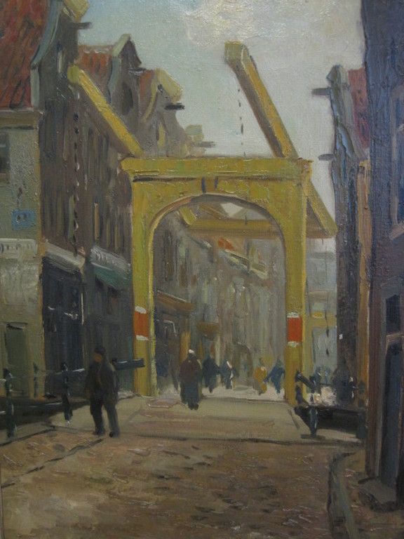 Daan Muehlhaus 1907-1981 olieverf "zonnig Amsterdam de Staalstraat" circa 1940 kopen? Bied vanaf 1!