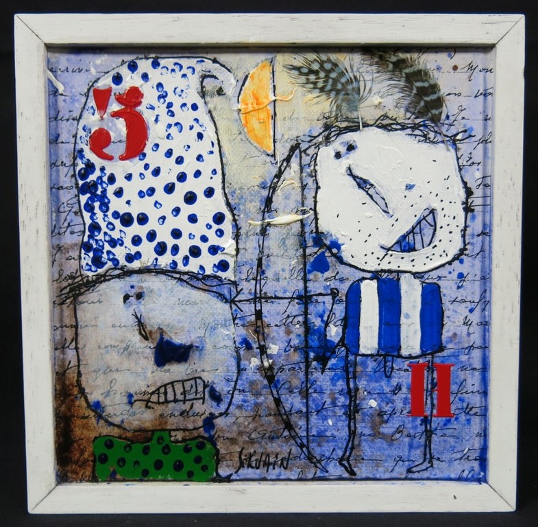 Christian Silvain: Gemengde techniek op doek, 3 H - Ingelijst kopen? Bied vanaf 100!