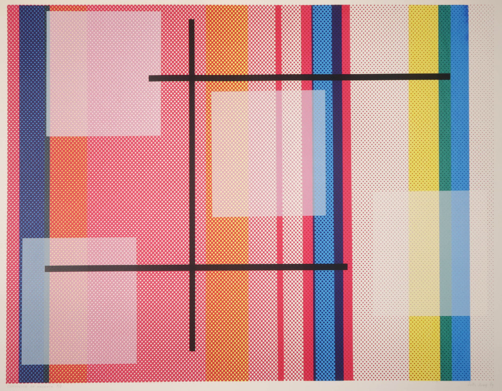 Frits Droog: Zeefdruk, Compositie op magenta verkocht voor € 35!