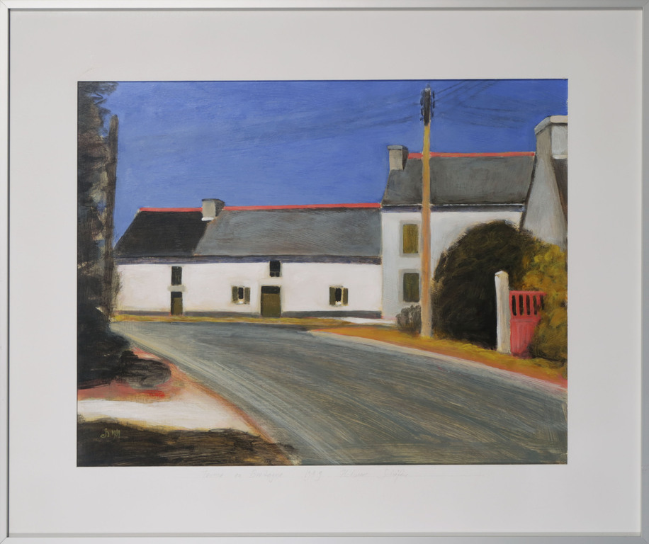 Hilmar Schafer: Acryl op papier, Ferme en Bretagne - Ingelijst kopen? Bied vanaf 70!