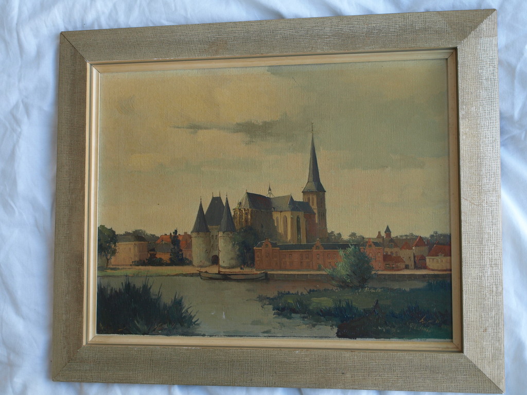 Albert Vinke : Olieverf op doek – Kampen in Overijssel – ingelijst 36 x 44 cm kopen? Bied vanaf 1!