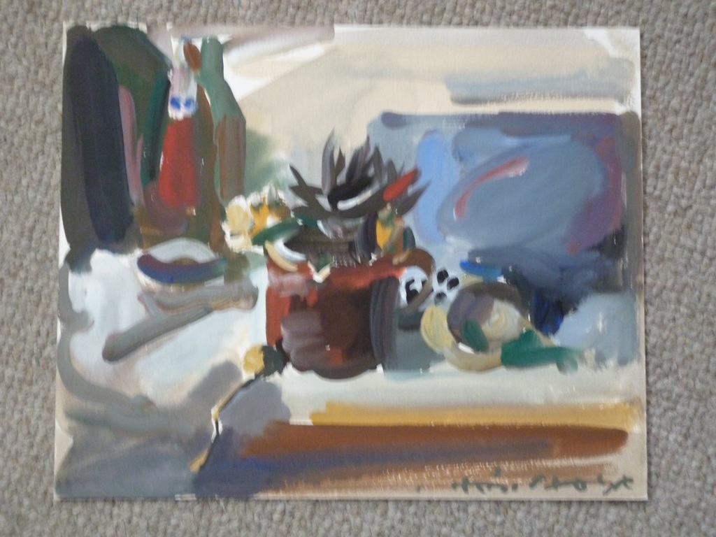 Hein Stork - gouache - Stilleven verkocht voor € 140!