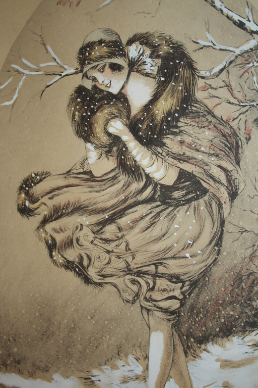 ART DECO ETS MEISJE IN DE WINTER Nelly DEGOUY Belgie verkocht voor € 50!