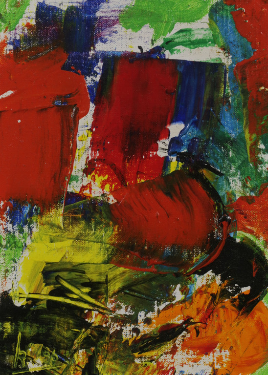 Onbekend gesigneerd: Olieverf op doek, Mysterious orange - Ingelijst kopen? Bied vanaf 35!