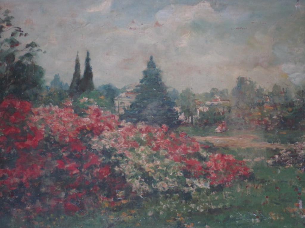 Anton Dirckx (1878-1927) - olieverf 1900 "Kinderen in lommerrijke tuin" gesign. verkocht voor € 56!