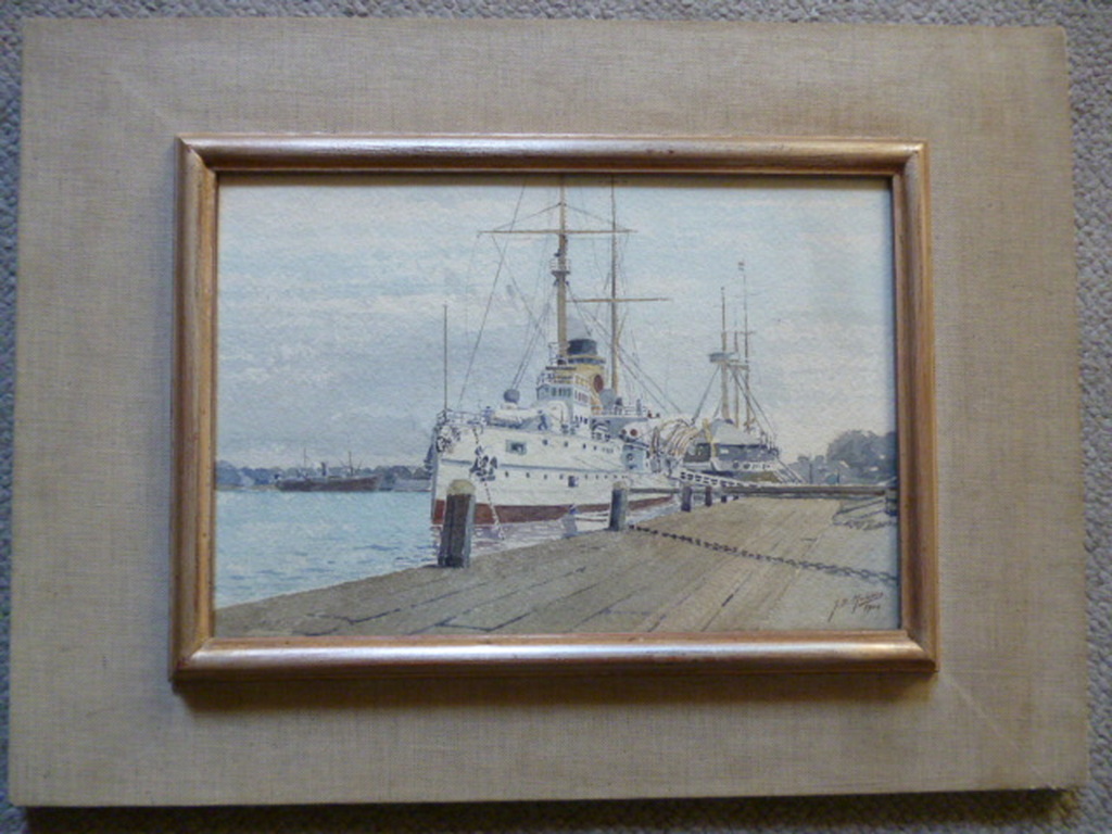 Johannes Baptist Mulders - aquarel - Aangemeerde marineschepen kopen? Bied vanaf 100!