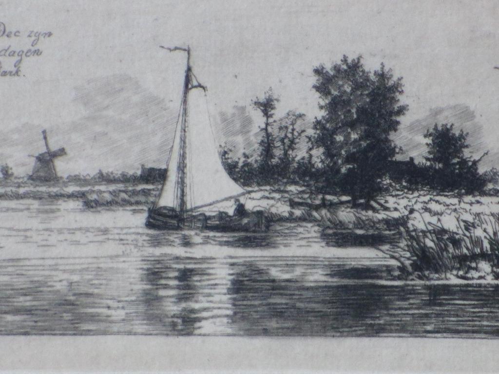 Elias Stark, Zeilboot in polderlandschap, Ets kopen? Bied vanaf 1!