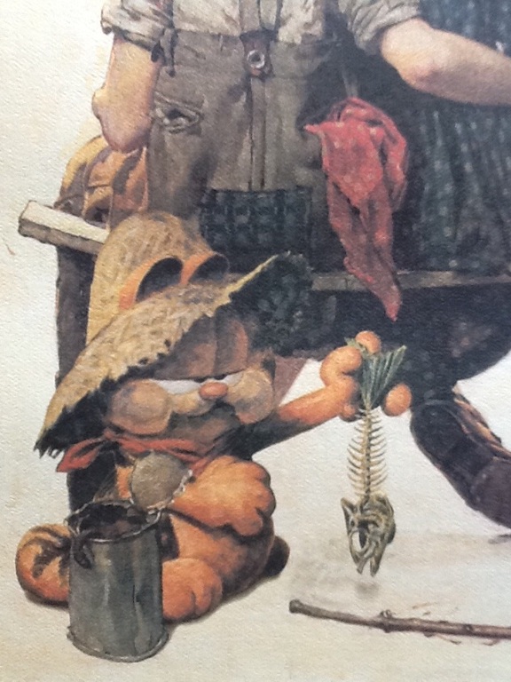 Jim Davis: offsetlitho Garfield, op Saturday Evening Post van Norman Rockwell,  kopen? Bied vanaf 50!