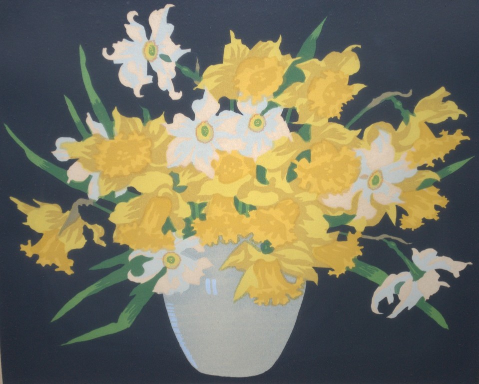 T.T.Blaylock (Schotland) - Narcissen, houtsnede rond 1910 verkocht voor € 85!