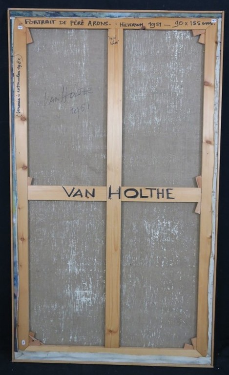 Jan van Holthe: Olieverf op doek,Portrait de pere Arons - Ingelijst (Zeer groot) kopen? Bied vanaf 150!