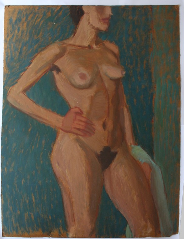 Karel Timmerman - Groot acrylverf op karton - naakte vrouw kopen? Bied vanaf 20!