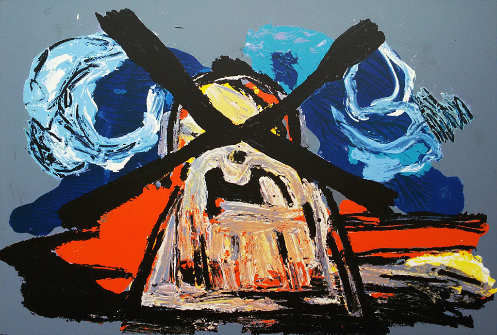 Karel Appel - Molen, zeefdruk (mooi ingelijst) kopen? Bied vanaf 450!