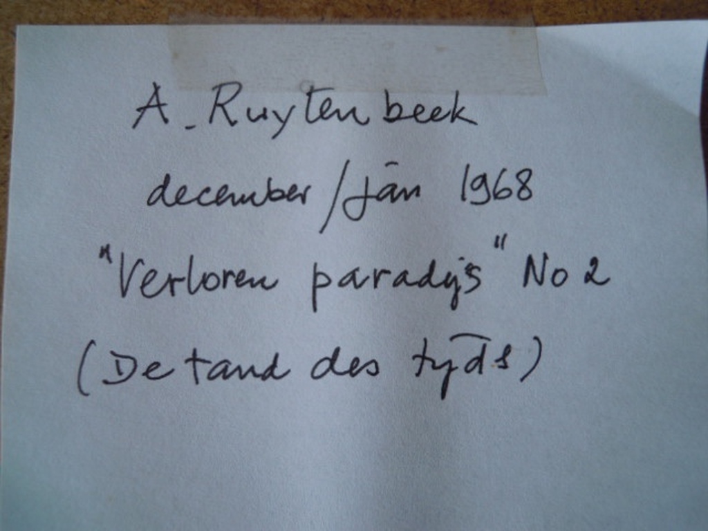 Schilderijtje A.RUIJTENBEEK -VERLOREN PARADIJS NO.2 uit 1968 kopen? Bied vanaf 25!