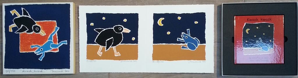 Hans Innemee, Doosje met zeefdrukken. Inhoud: 2x zeefdruk en prentenboekje kopen? Bied vanaf 25!