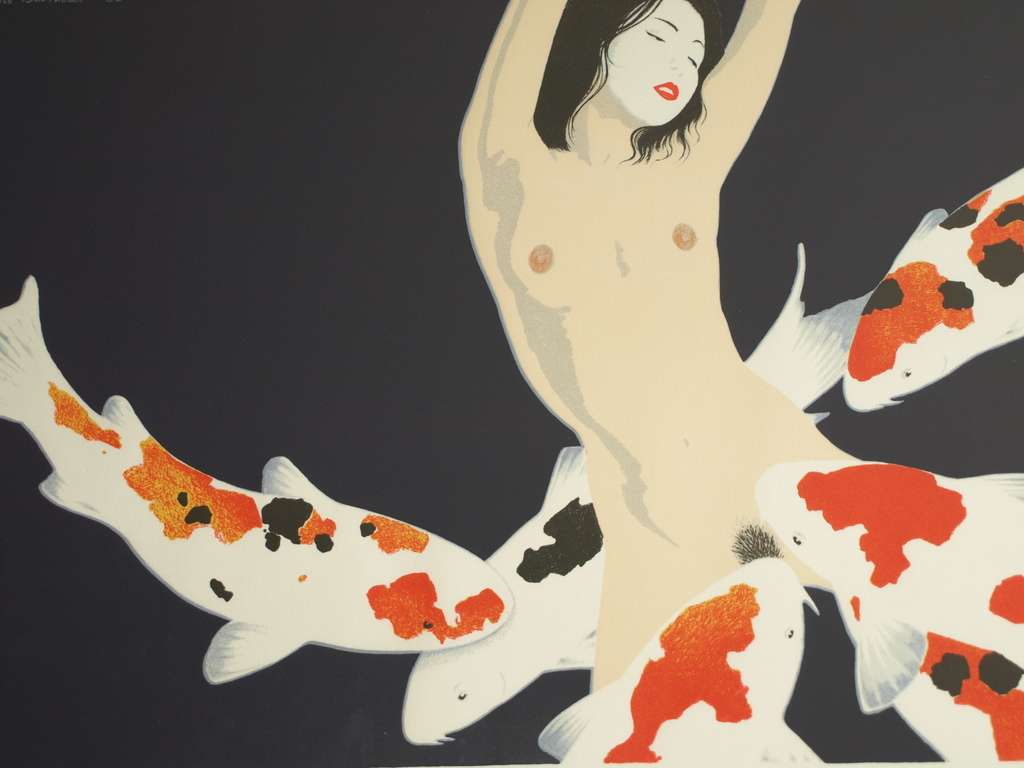 FERRY BERTHOLET (1952)-Zeefdruk –Japans naakt met koi karpers–Gesigneerd-1986 kopen? Bied vanaf 75!