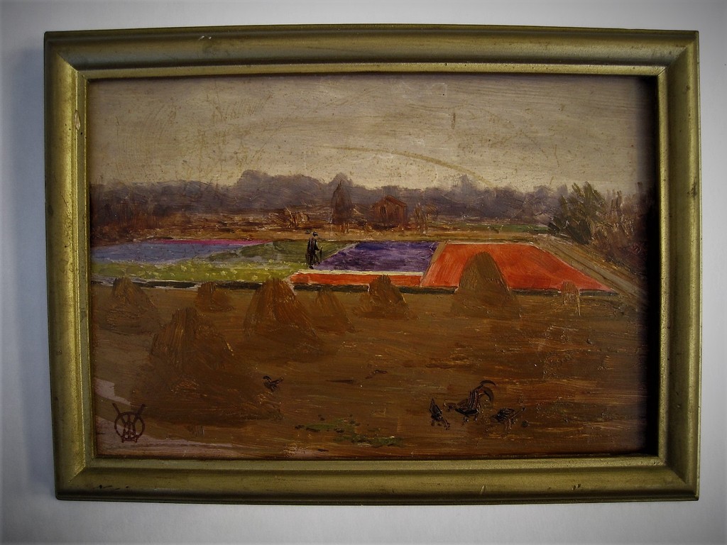 Interessant gesigneerd ca 1930 olieverf landschap "boer bij bollenvelden" monogr kopen? Bied vanaf 1!