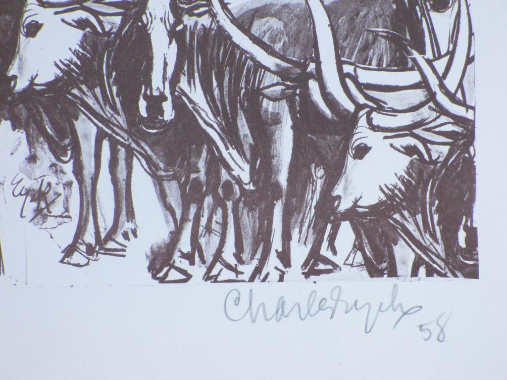 Charles Eyck, Langhoornrunderen, Litho 1958 kopen? Bied vanaf 40!