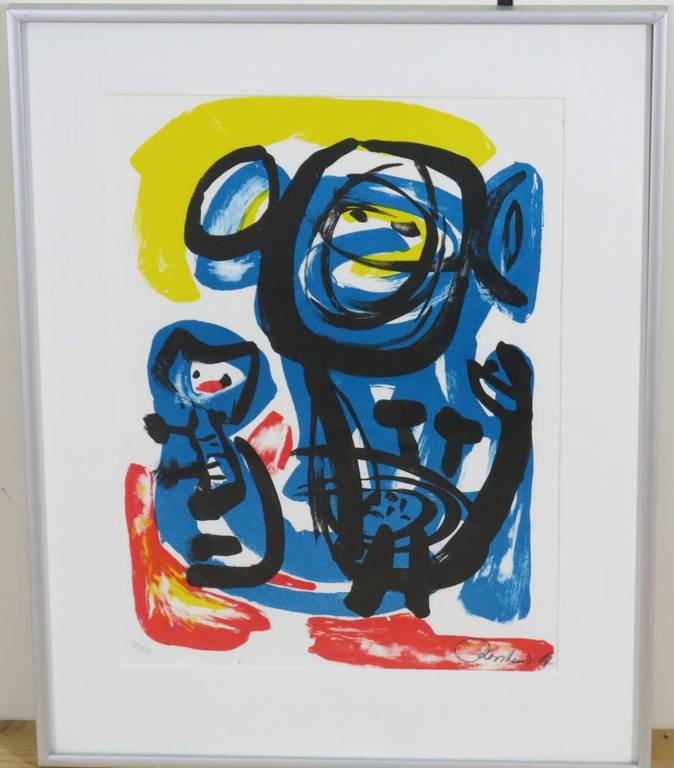 Anton Rooskens: Litho, Twee dieren - Ingelijst verkocht voor € 160!